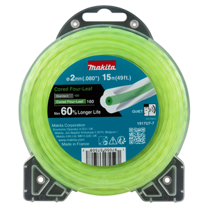 1917U7-7 Filo in nylon Four-Leaf ricoperto 2.0mm verde Makita