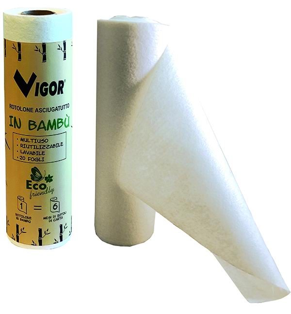 Vigor Asciugatutto Bambu' In Rotolo Riutilizzabili 20 Fogli