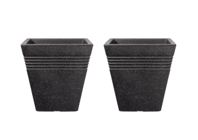 Piazza Square Planter 34cm Set of 2 - Granite Keter