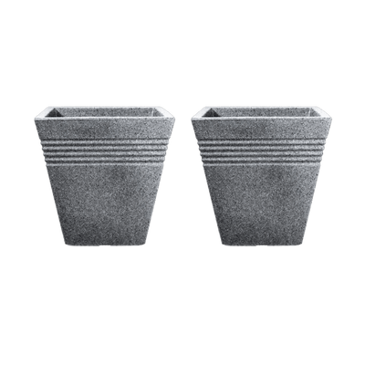 Piazza Square Planter 40cm Set of 2 - Alpine Grey Keter