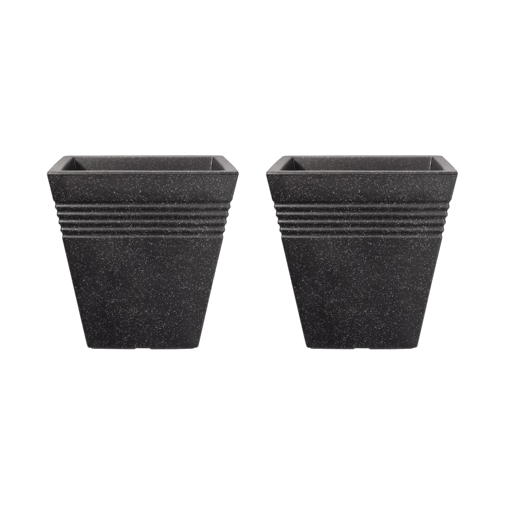 Piazza Square Planter 40cm Set of 2 - Granite Keter