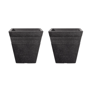 Piazza Square Planter 40cm Set of 2 - Granite Keter