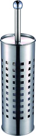 Portascopino Wc Inox Vigor Tondo Traforato H. 38 Cm