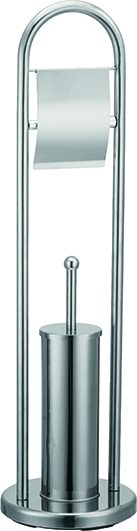 Portascopino Wc Inox Vigor Con Portarotolo H. 80 Cm