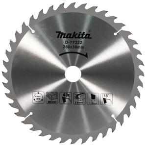 D-77322 Lama T.C.T. per sega circolare 260x30 mm 40T Makita