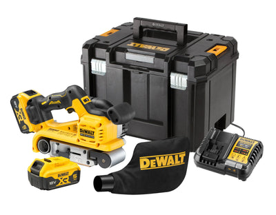 Levigatrice a nastro 75x533mm 18V motore BRUSHLESS, motore brushless - 2 XR Litio 18V 5Ah DCW220P2-QW DeWalt