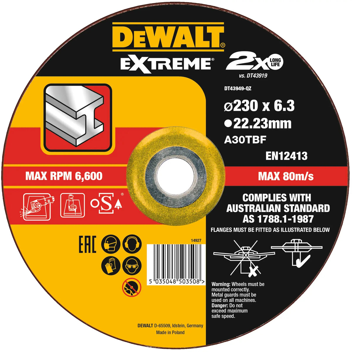 Disco abrasivo OSA ad alte prestazioni DeWalt DT43919-QZ