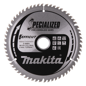 E-08903 Lama per sega circolare, Efficut T.C.T, 216 x 30 mm, 60 T
