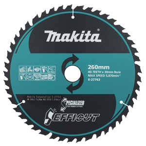 E-27763 Lama T.C.T Efficut 260x30mm, 45T Makita