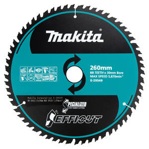 E-29549 Lama T.C.T Efficut 260x30x60T Makita