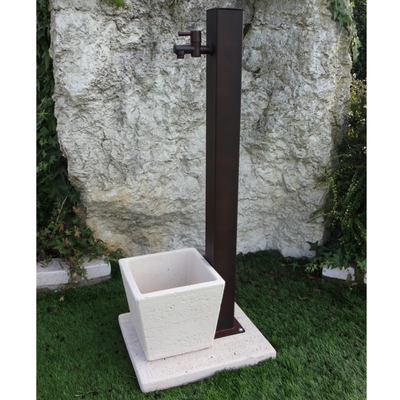 VASO QUADRO 28x28x25 in scatola col.travert.bianco Bonfante